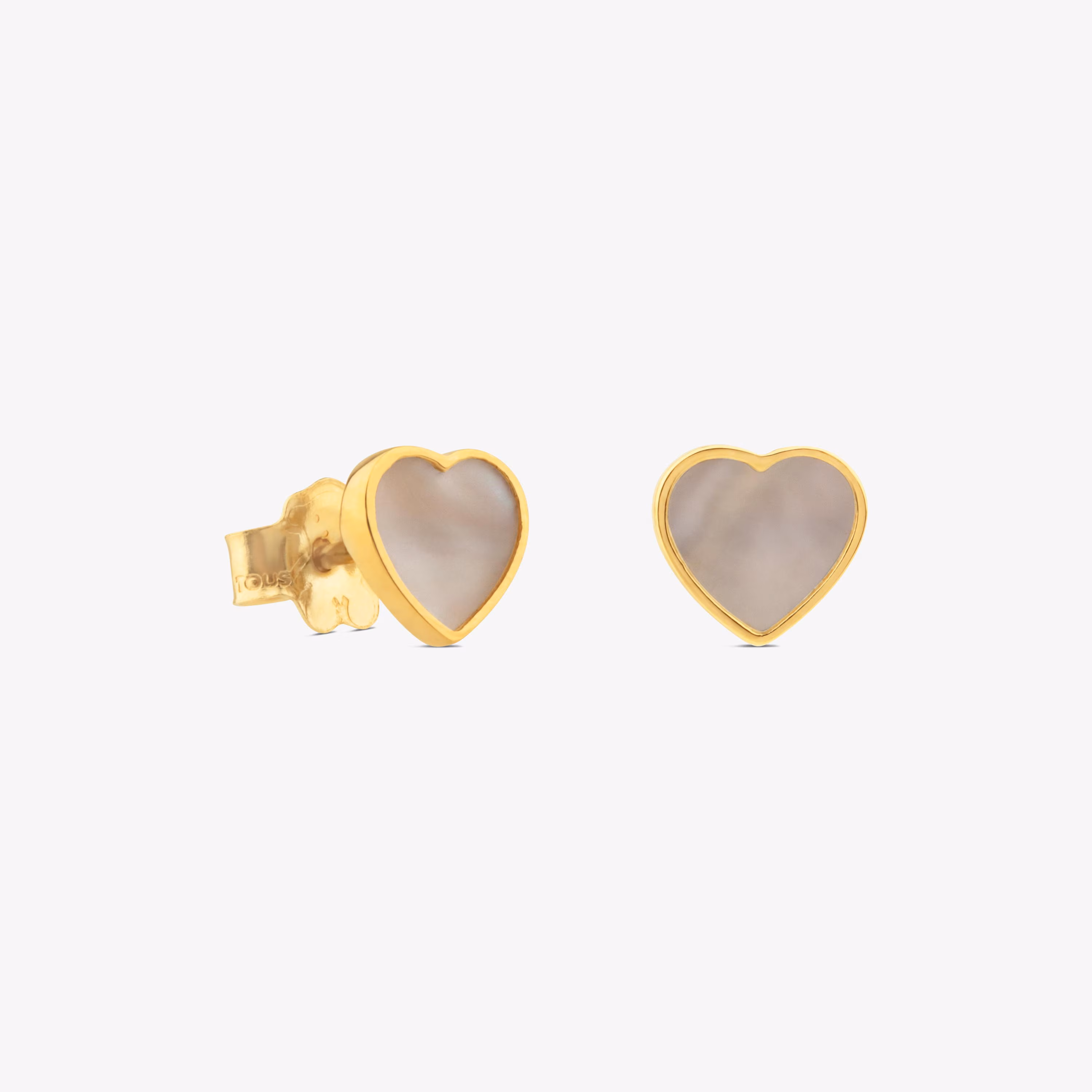 Pendientes corazón de oro y nácar XXS