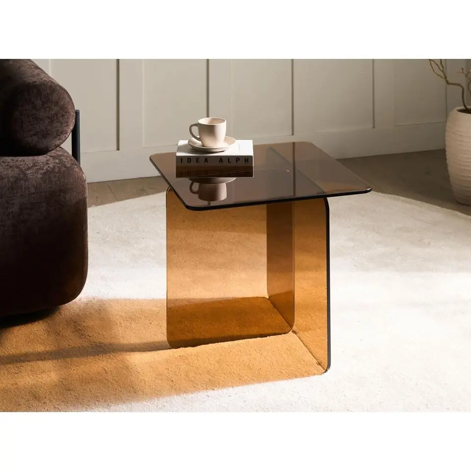 AMISK - Bijzettafel - Bruin - Glas