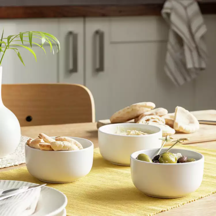Habitat Matte Glaze 3 Piece Stoneware Nibble Bowls - White