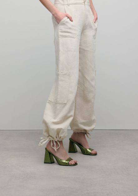 Groene metallic muiltjes met hak
