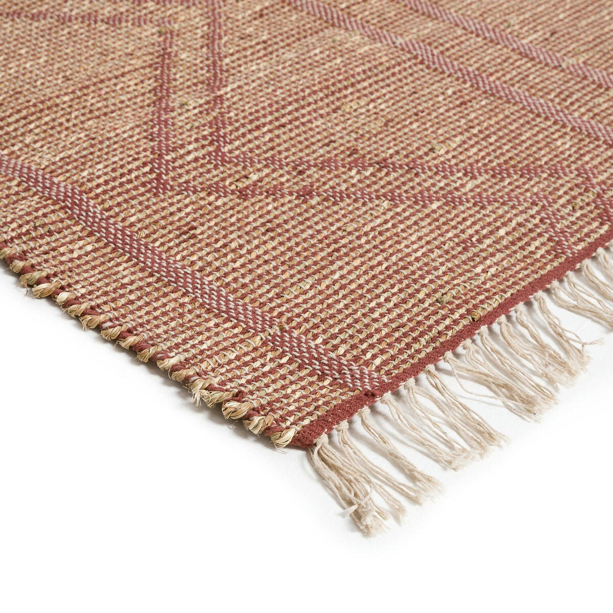 Tapis tissé plat herbier et fibres recyclées, Joan