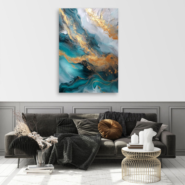 Feeby Obraz nowoczesny, Nowoczesny Marmur Abstrakcja Turkusowy 40x60