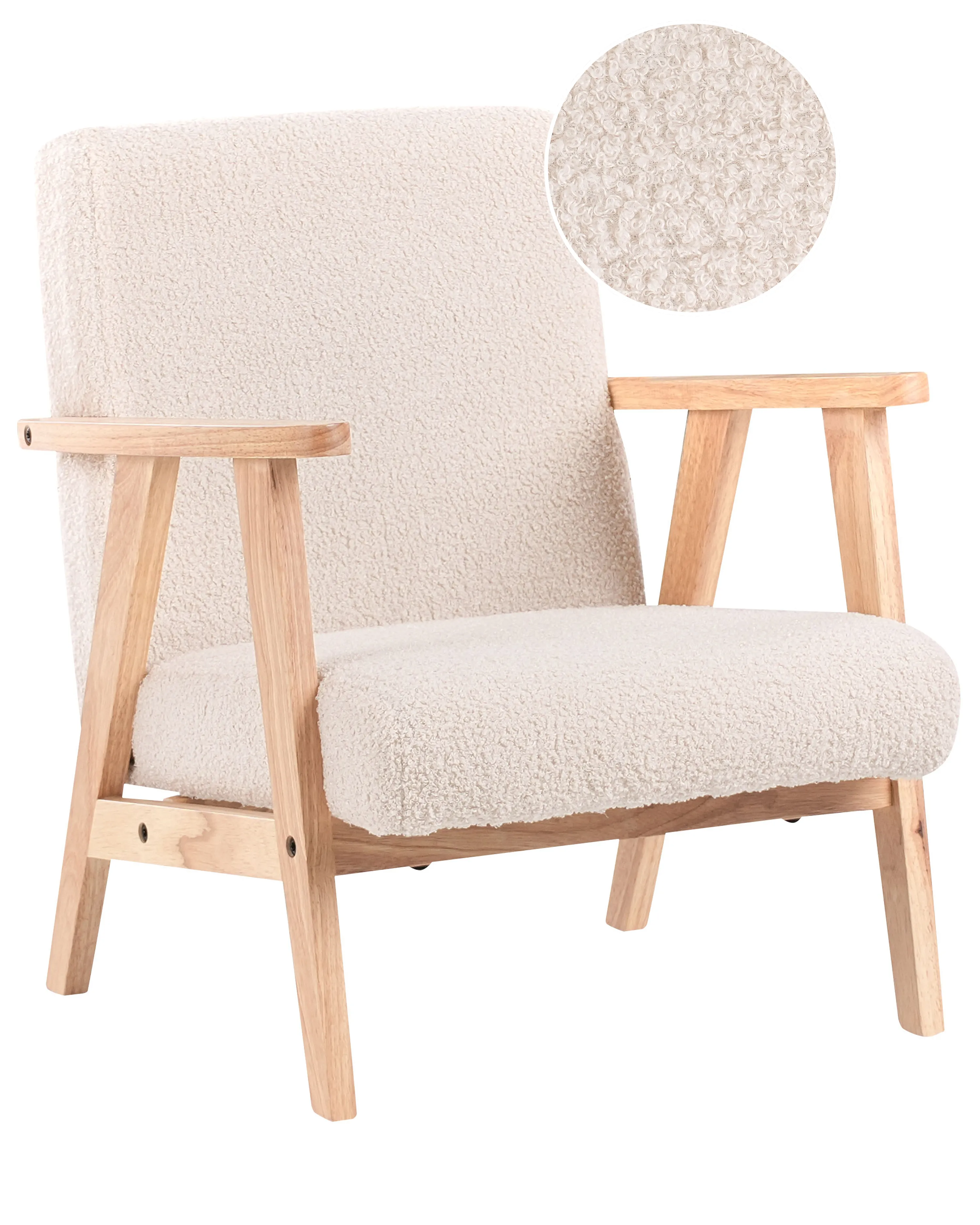 Kids Armchair LINDE Boucle Light Beige