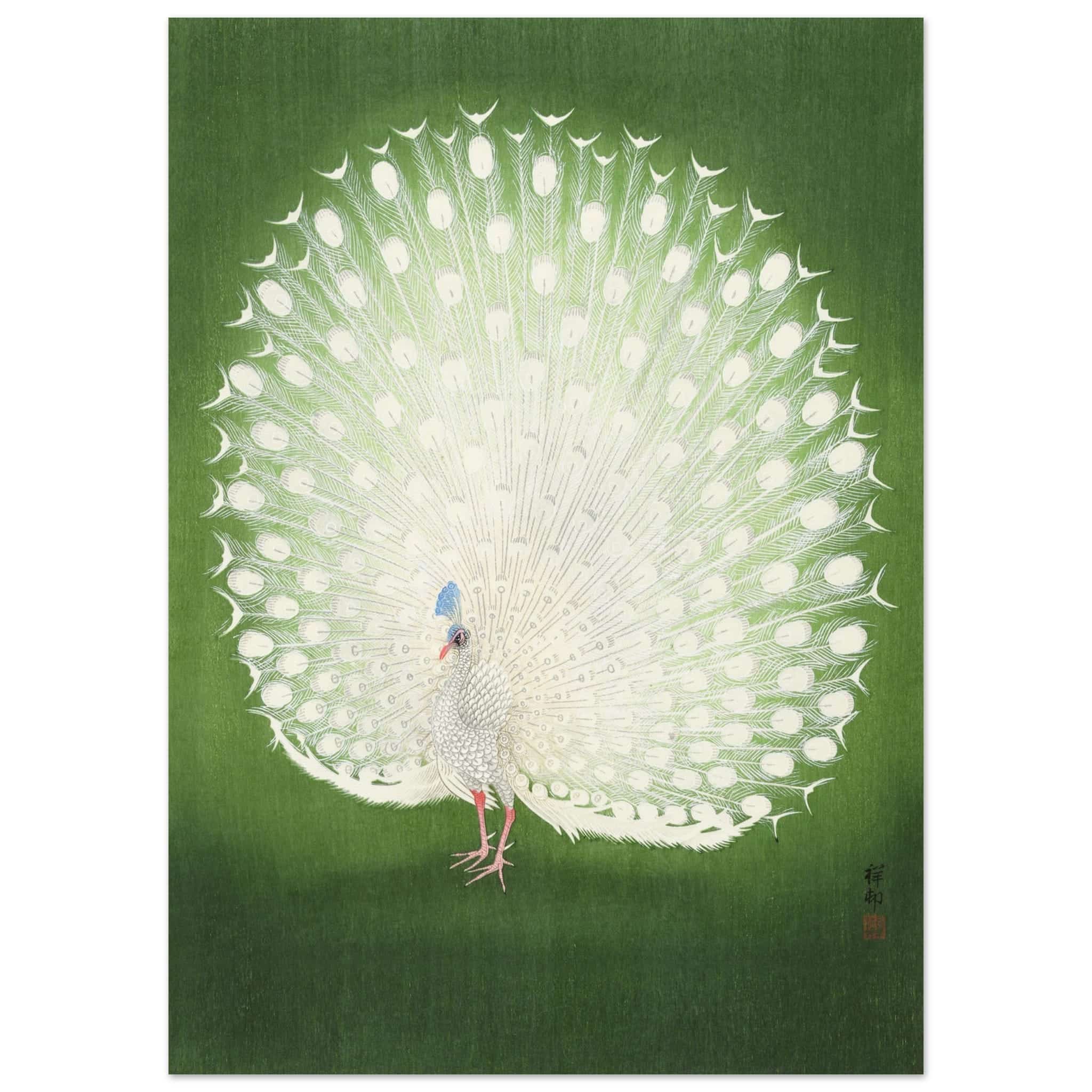 Artfulprints Poster Ohara Koson - Peacock  - 50x70 cm - Groen