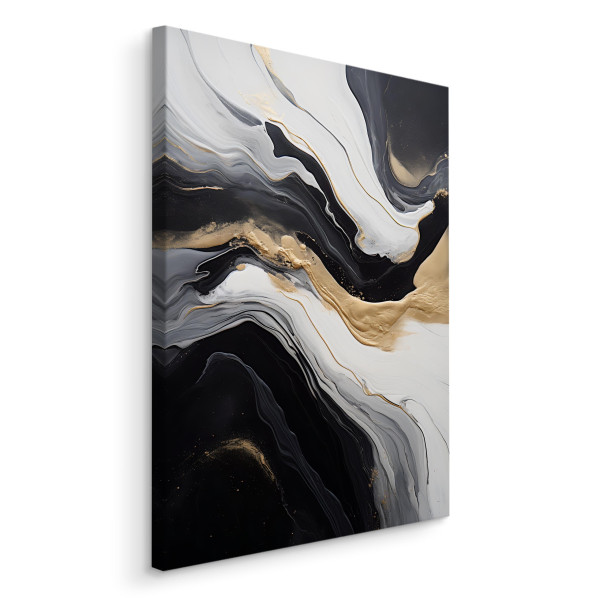 Obraz Do Sypialni Czarno-Biały Marmur Ze Złotem 30x20cm