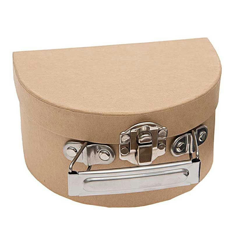 - Valise en carton semi-circulaire à décorer 12x9x6cm