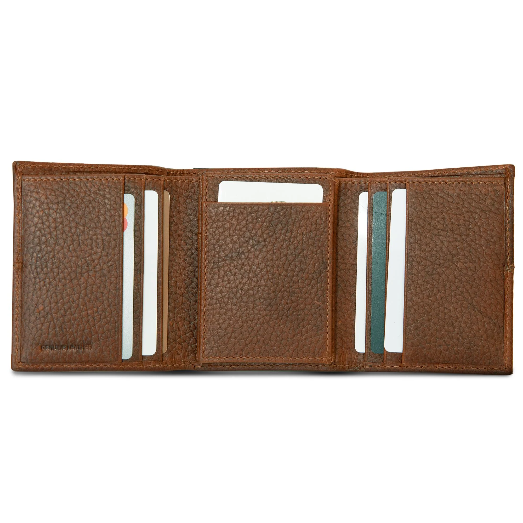 Extra Capacity Rugged Leather Trifold With Flip Id