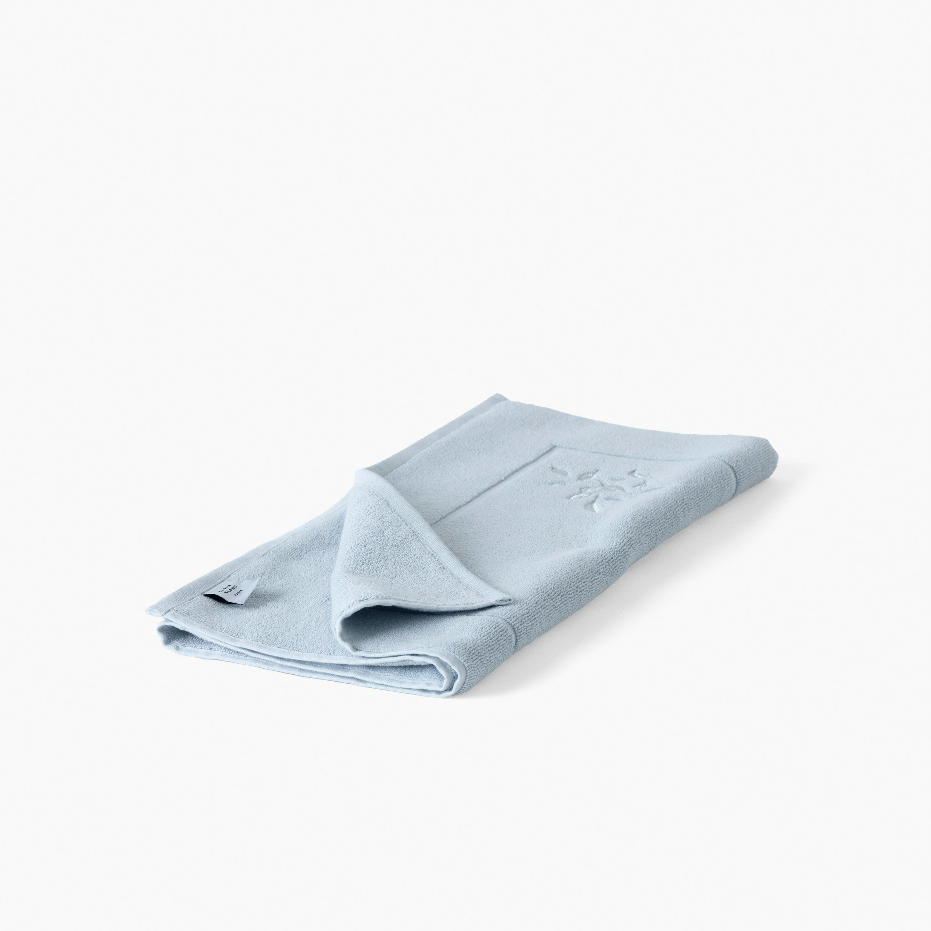 EQUINOXE - Tapis de bain Bleu Givre brodé bouclette bleu 50 x 90 cm