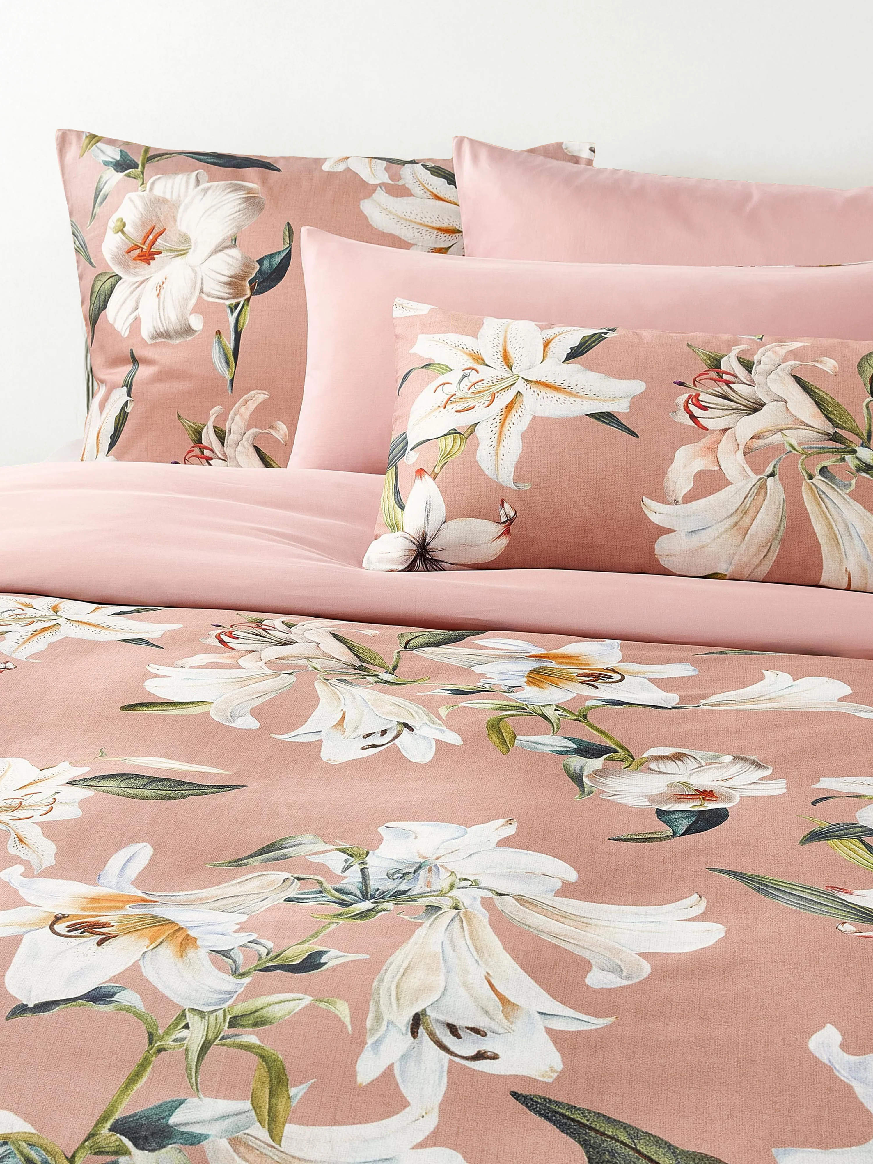 Baumwollsatin-Bettdeckenbezug Flori mit Blumen-Print