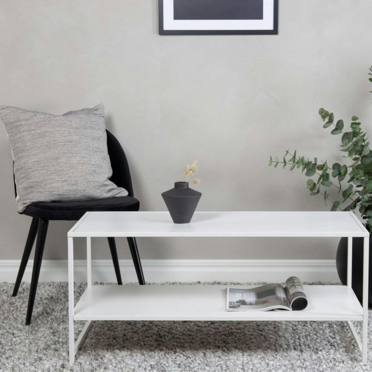 SPAVA - Table basse 2 plateaux en métal blanc