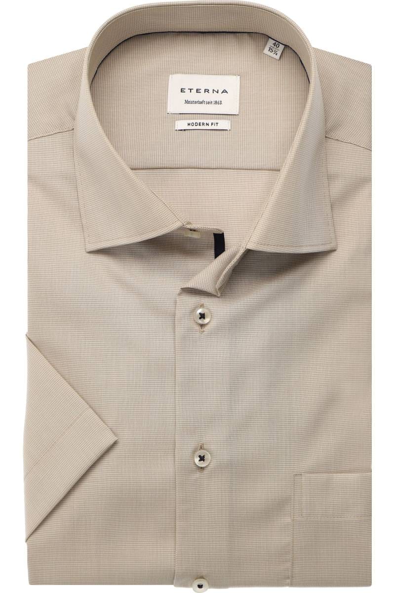 ETERNA Modern Fit Tencel Hemd beige, Strukturiert