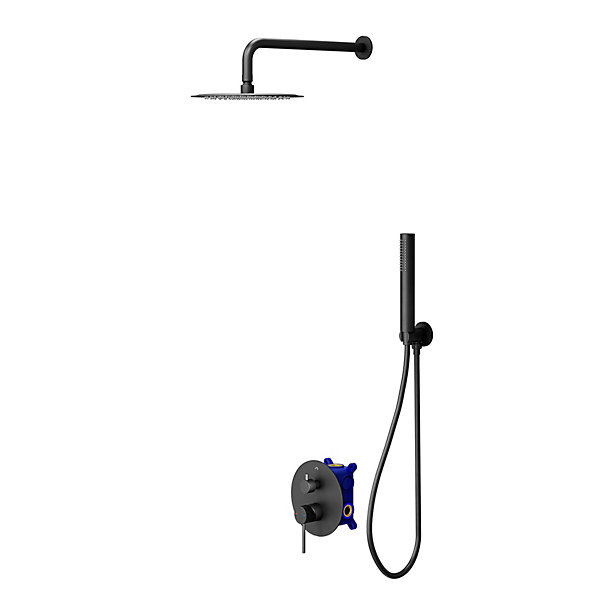 Colonne de douche mécanique encastrée en laiton massif finition noir mat, GoodHome Owens