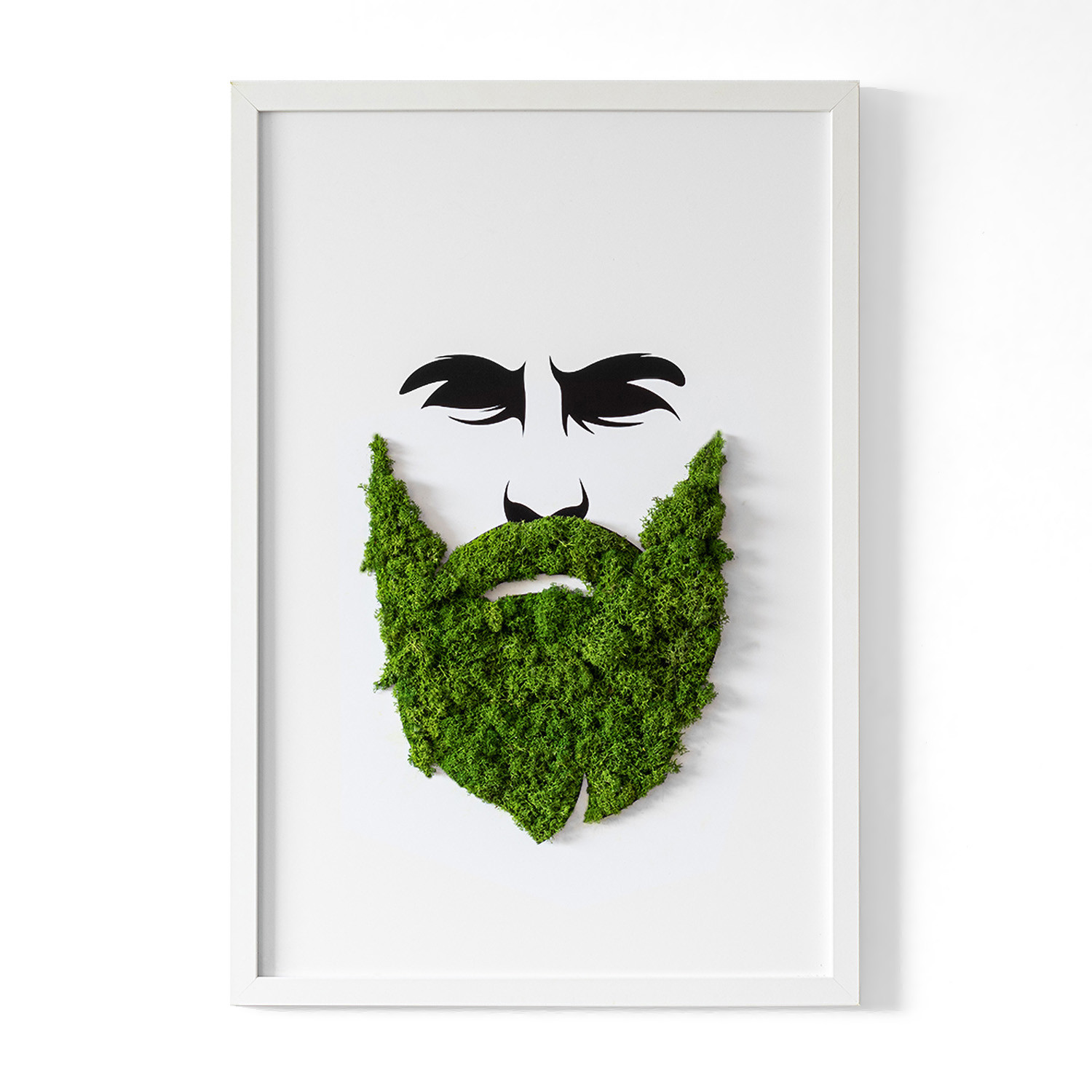 Obraz z mchem - Hipster z brodą 40x60 cm Biała Rama
