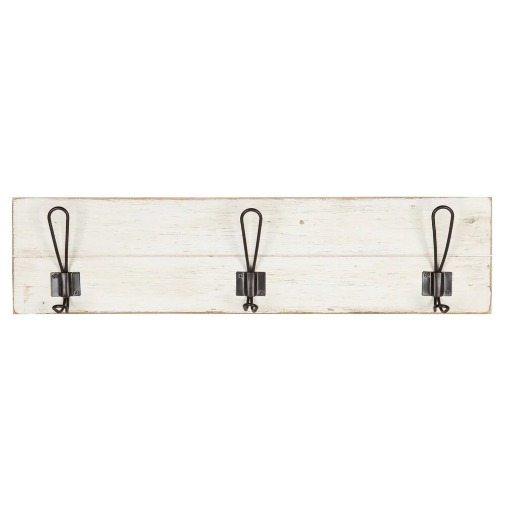 Kate and Laurel Jeran Wood Shiplap Wall Mounted Coat Rack with 3 Hooks