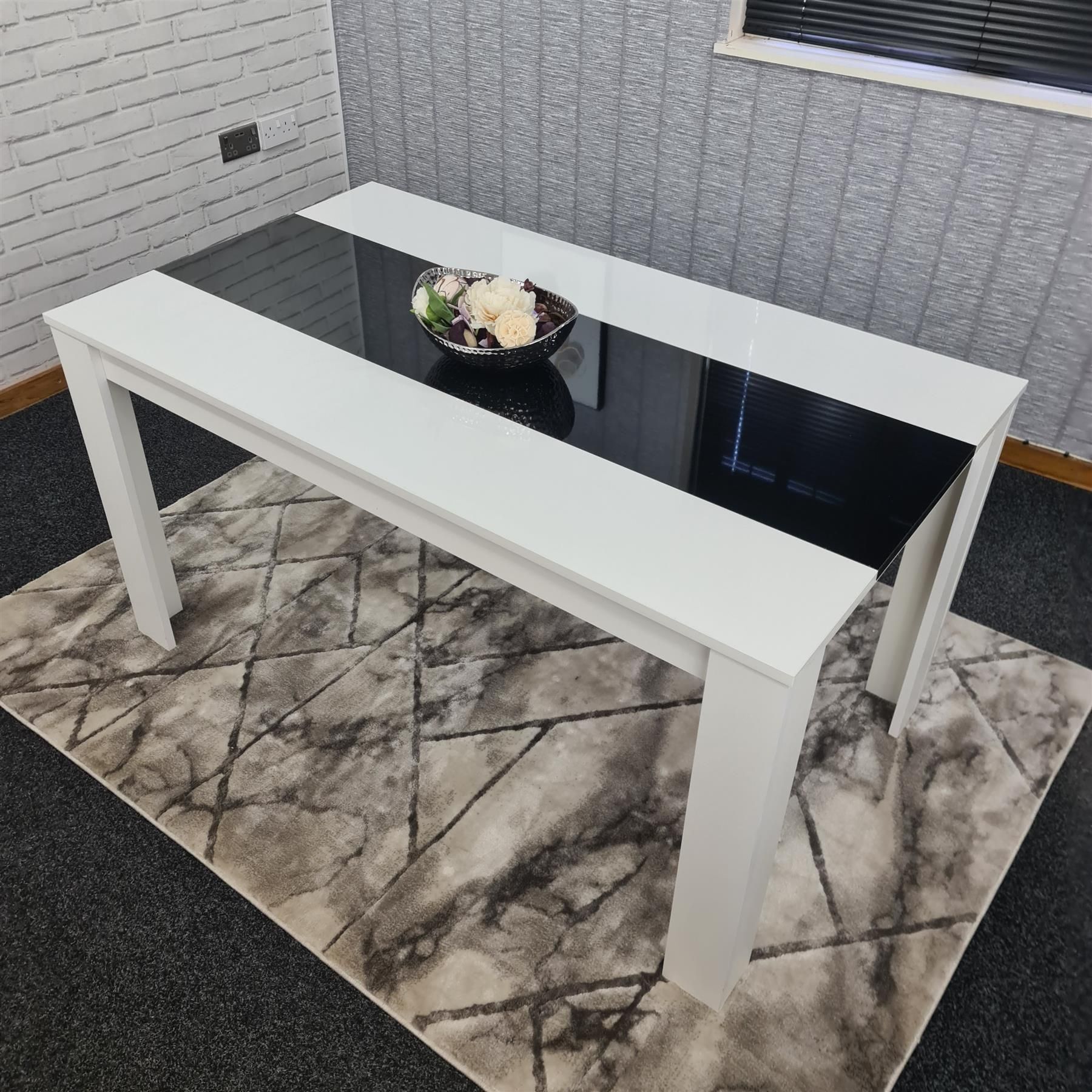 KOSY KOALA Dining Table Wood Kitchen Place for 6 Seats, Dining Table Only (White and Black H 75 x L 140 x W 80 cm)