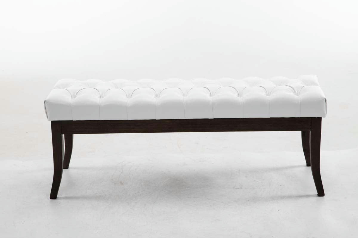 RAMSES - Banquette avec pieds en bois assise en similicuir Blanc