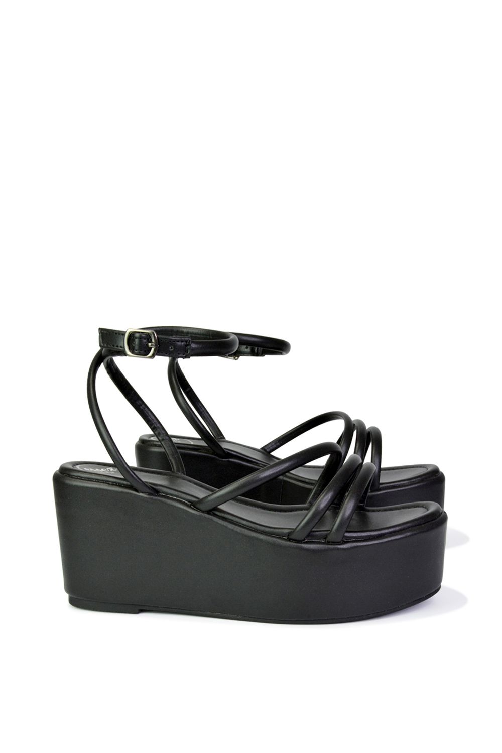 XY London Birdie' Ankle Strap Platform Sandal Wedge Heel Flatforms