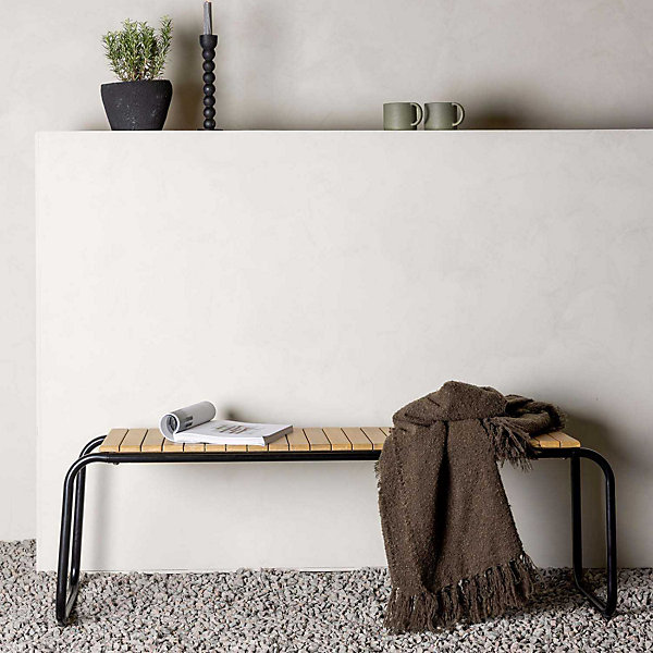 Banc de jardin en aluminium et acacia Holmbeck