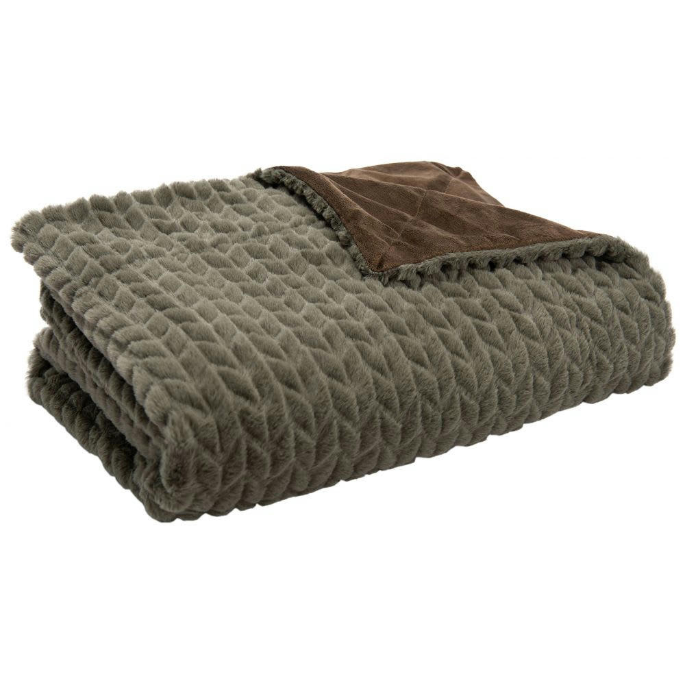 - Plaid en polyester chevrons 130 x 170 cm kaki