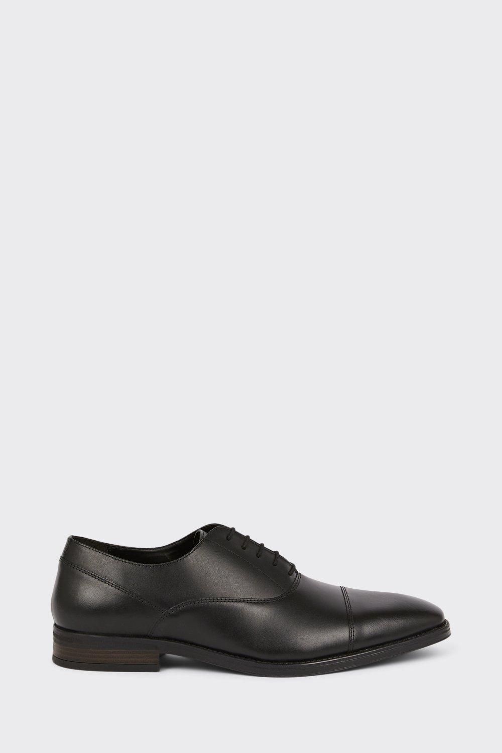 Burton Black Leather Smart Oxford Toe Cap Shoes