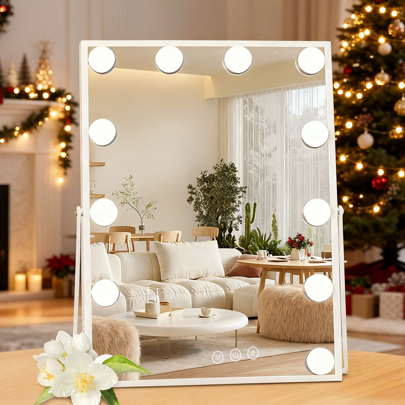 INMTFEI White Hollywood Vanity Mirror with 12 Bulbs 30×41 cm