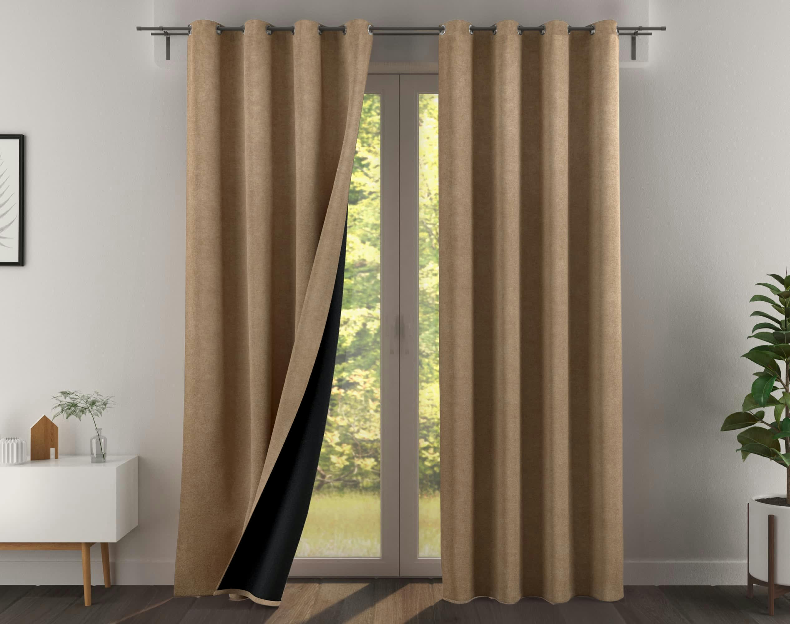 ALASKA - Rideau à l'unité monté sur œillet 140x260 en polyester beige