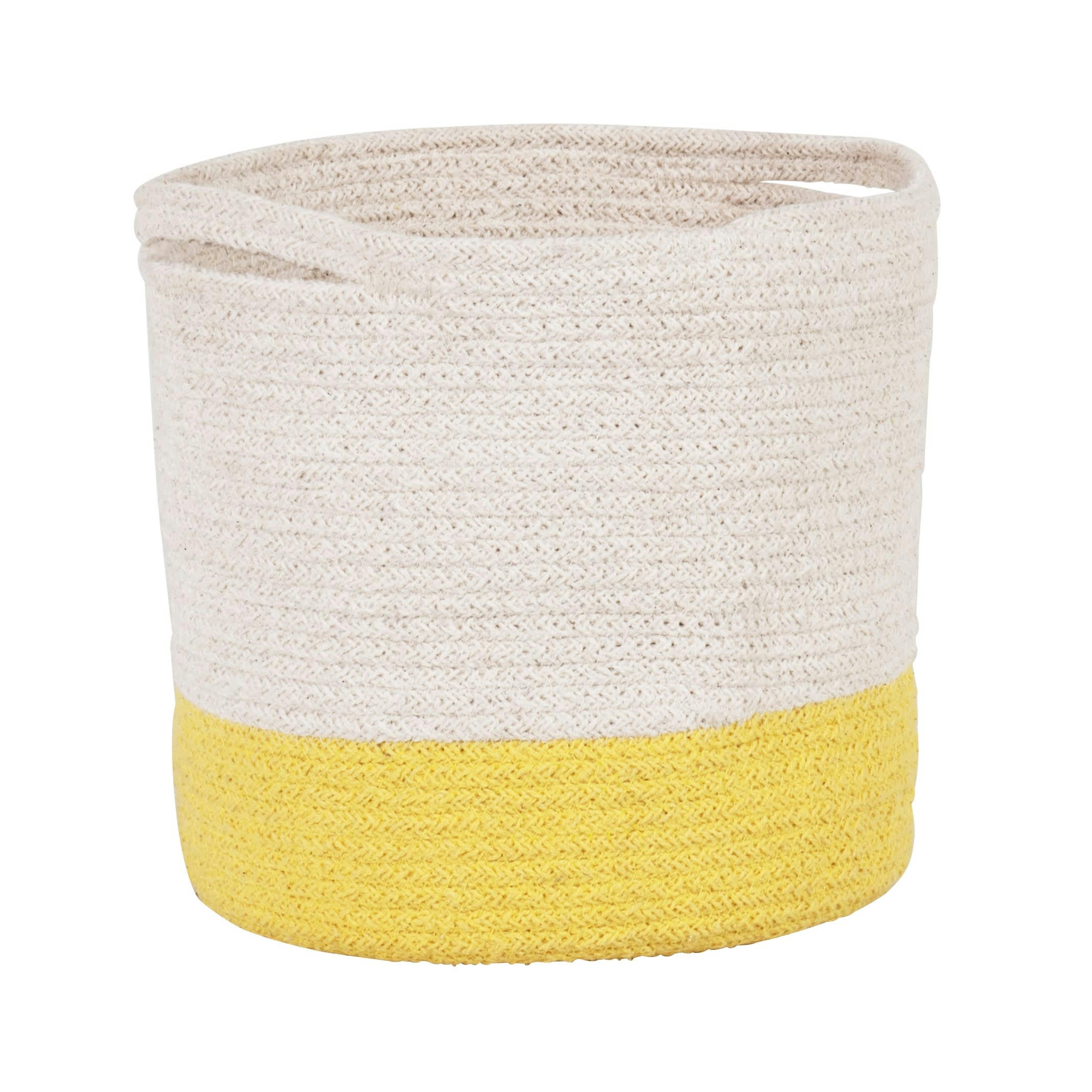 FOZ - Panier de rangement en coton recyclé blanc et jaune