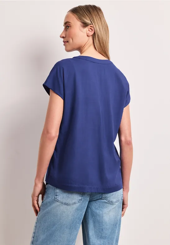 Blusenshirt in Unifarbe mit Split Neck