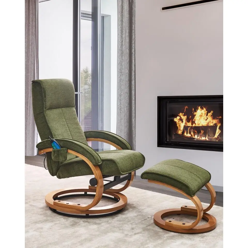 HERO - Relaxfauteuil met voetenbank - Groen - Polyester