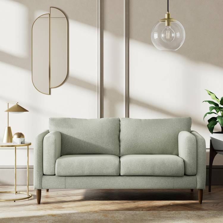 Habitat Newington Fabric 2 Seater Sofa -Sage Green -Dark Leg