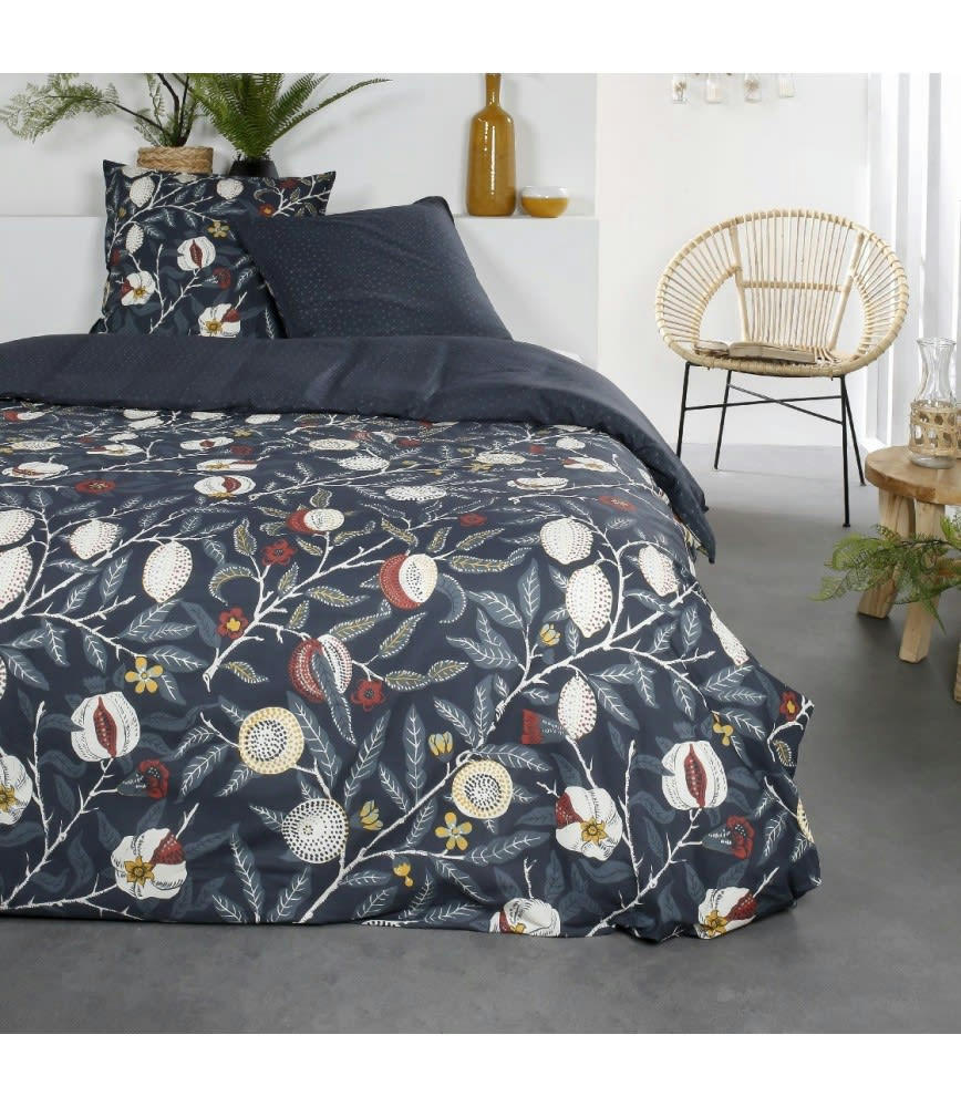 - Parure de couette 100% coton 57 fils imprimée 240x220 2 taies