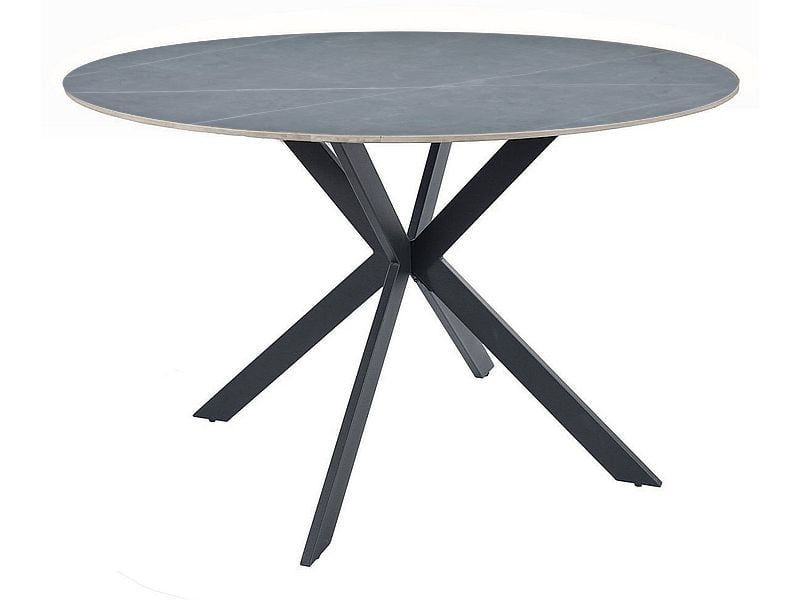 Stół okrągły TALIA 90x90 szary marmur/czarny