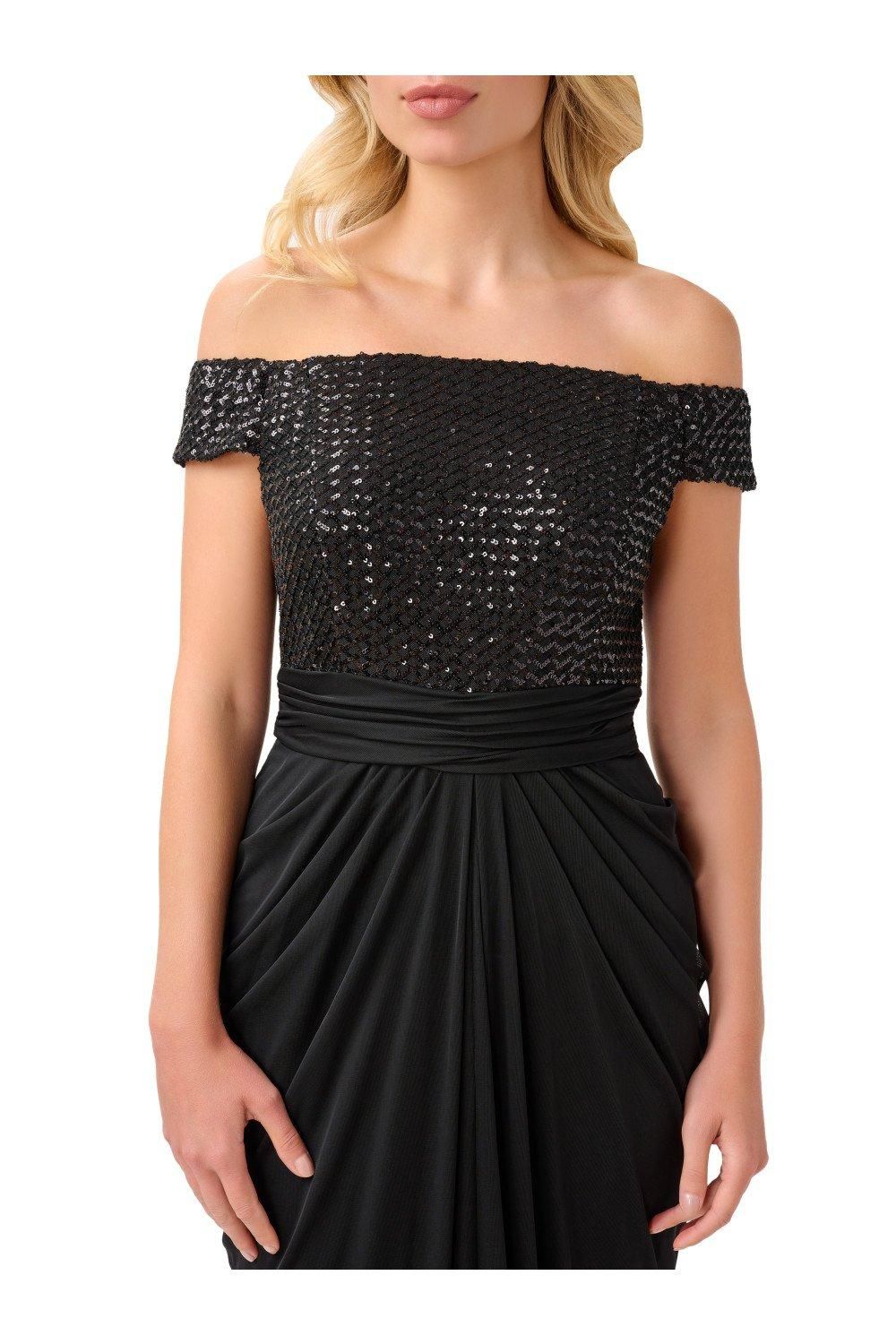 Papell Studio Sequin Off The Shoulder Gown