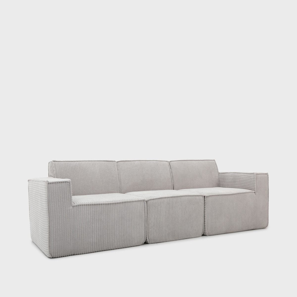 Sofa modułowa LYKKE 3-osobowa jasnoszara piankowa sztruksowa 263x88x73 cm