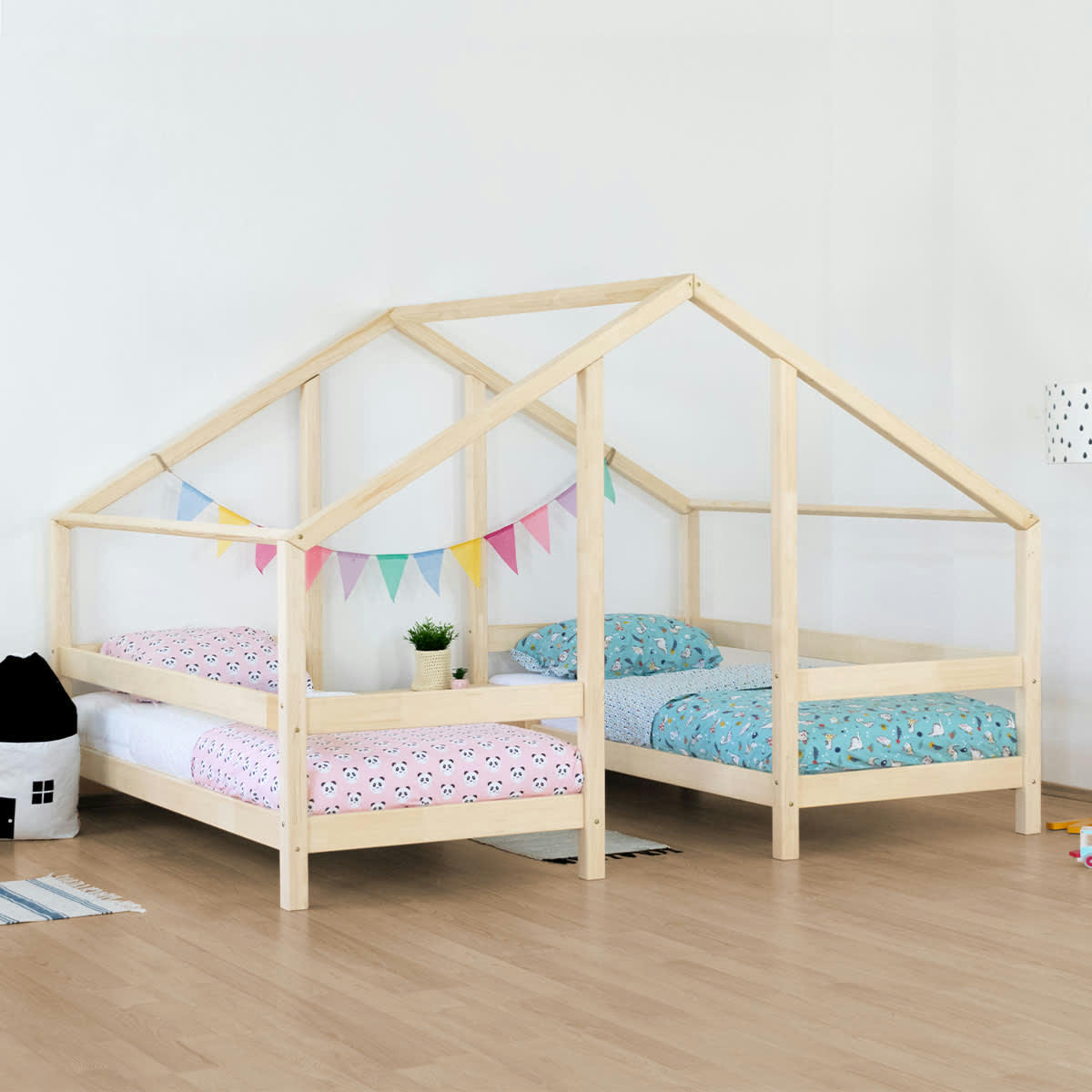 - Lit cabane pour 2 enfants 90x200 villy naturel