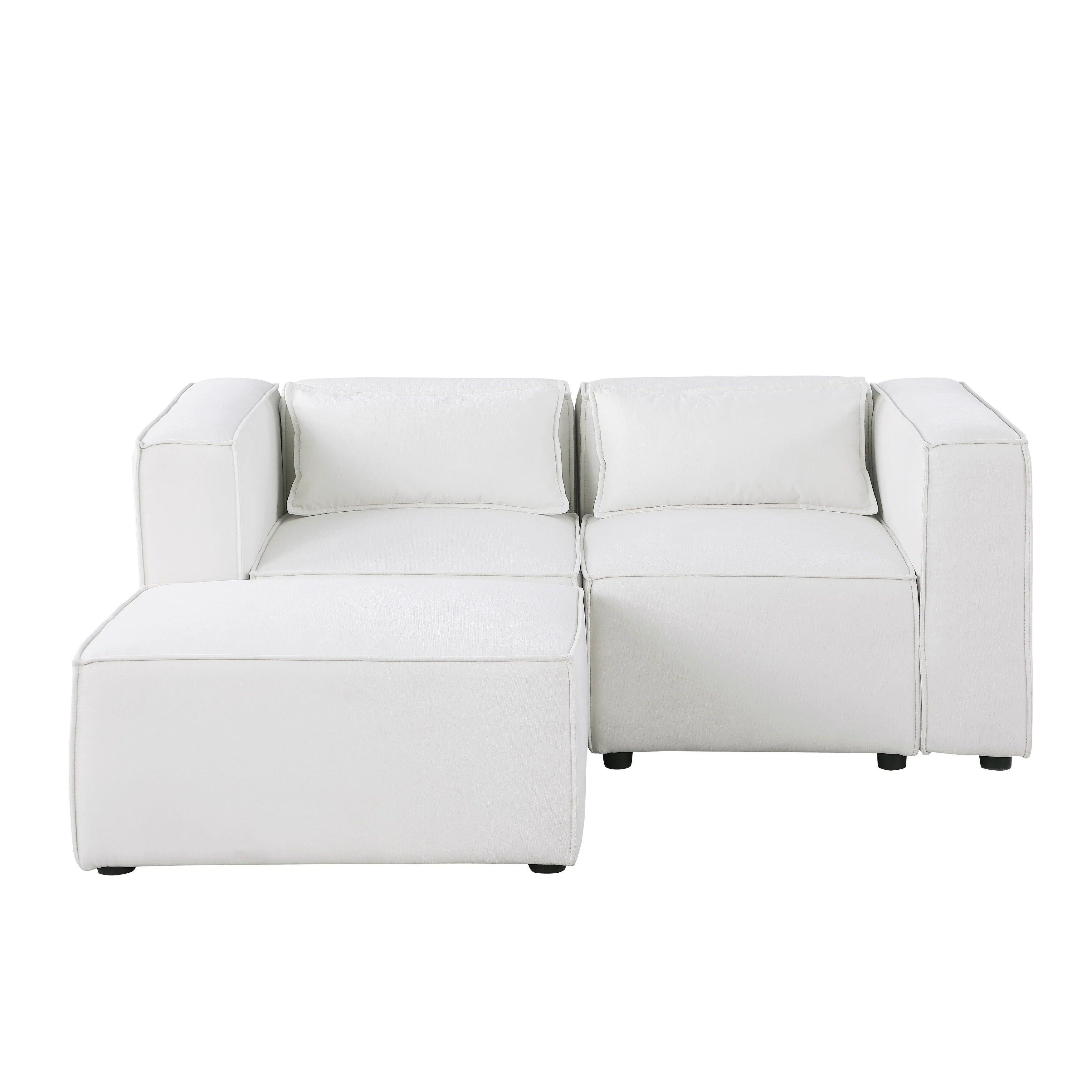 Modern U Shaped Modular Sofa with Chenille Upholstery and Repositionable Ottoman for Living Room and Guest Room