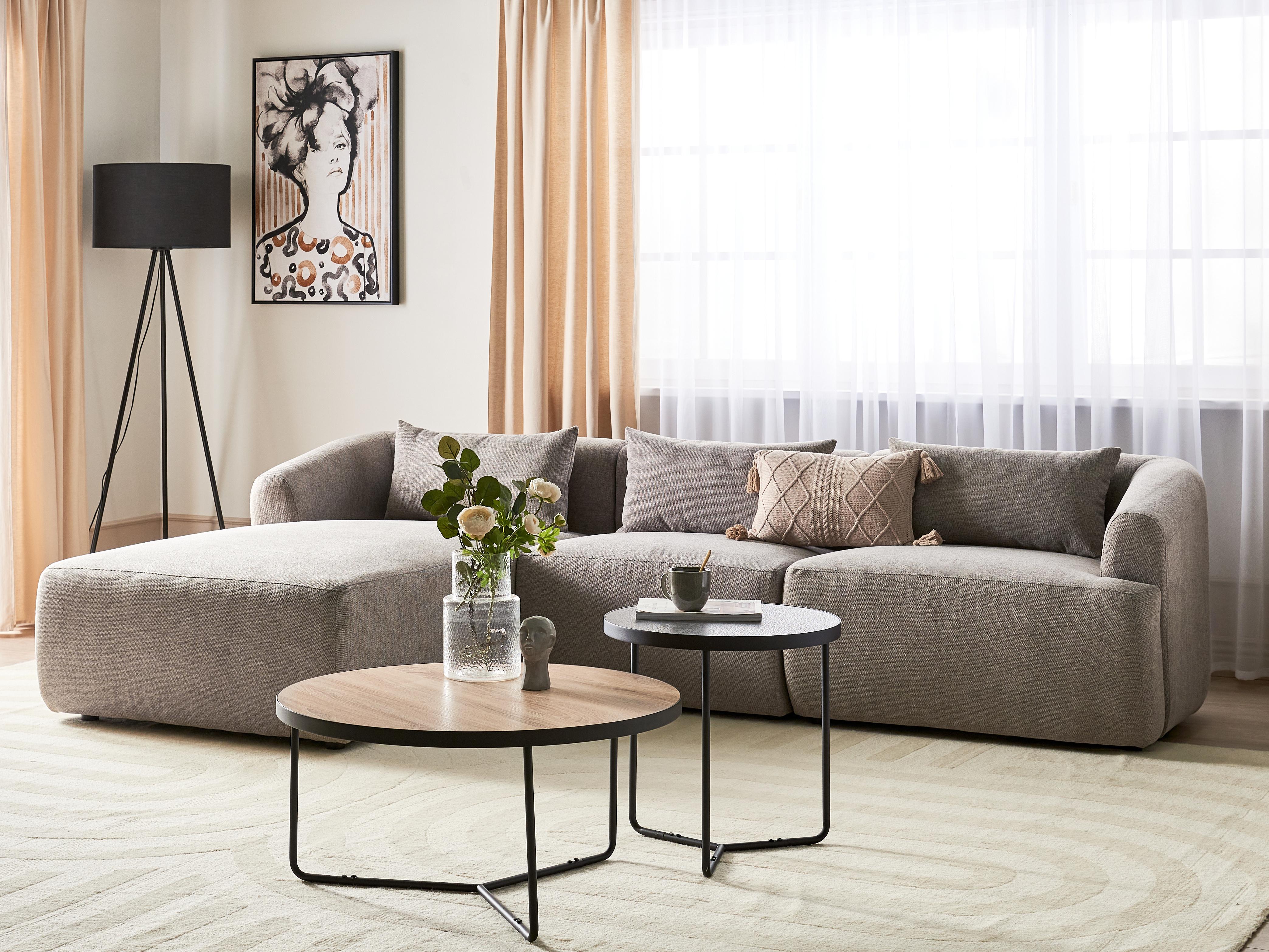 Corner Sofa 3 Seater SVANSELE Fabric Taupe Right Hand