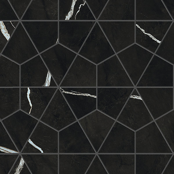 Mosaïque effet Marbre Noir Impérial Hexa 46,6x40,3x0,9 cm Brillant Orsiano - Mur intérieur (vendu par carton de 0,75 m²) - RO'MA C