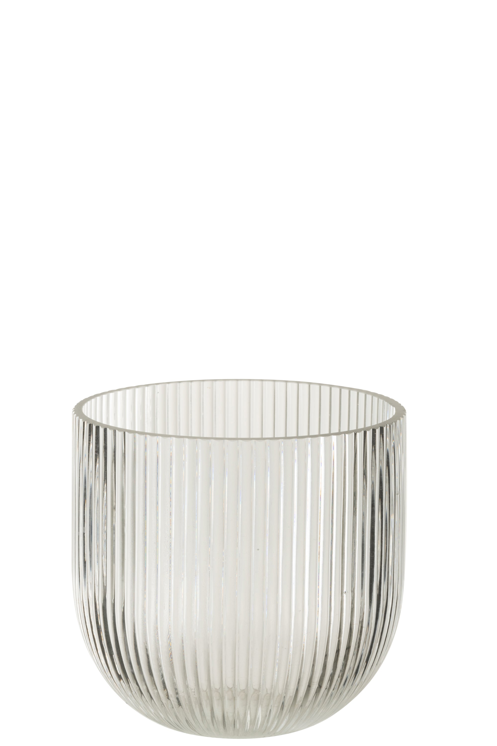 J-Line vaas Gestreept - glas - transparant - small - Ø 15.3 cm