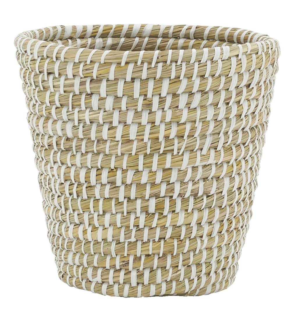 - Corbeille à papier en jonc naturel et plastique recyclé