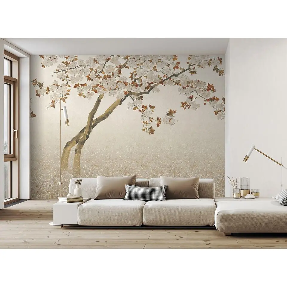 Sanders & Sanders fotobehang bloesems bruin - 371 x 280 cm