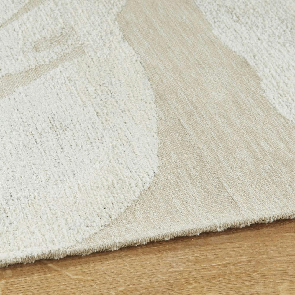 HOJA - Tapis tissage jacquard beige et blanc 155x230