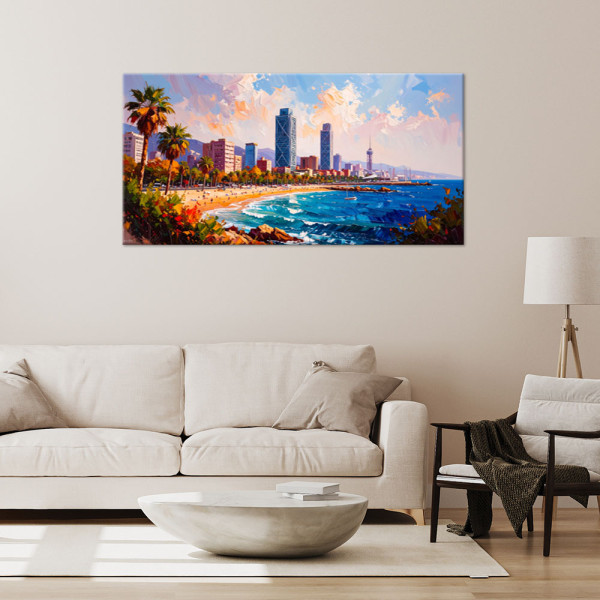Obraz na płótnie do salonu sypialni, Plaża Barcelona Hiszpania 80x40