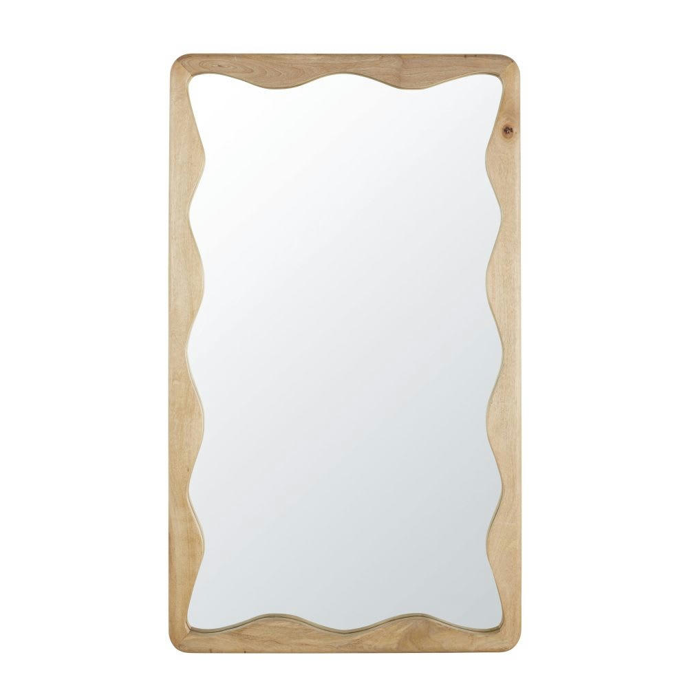 DOME - Grand miroir rectangulaire ondulé en bois de manguier 100x170