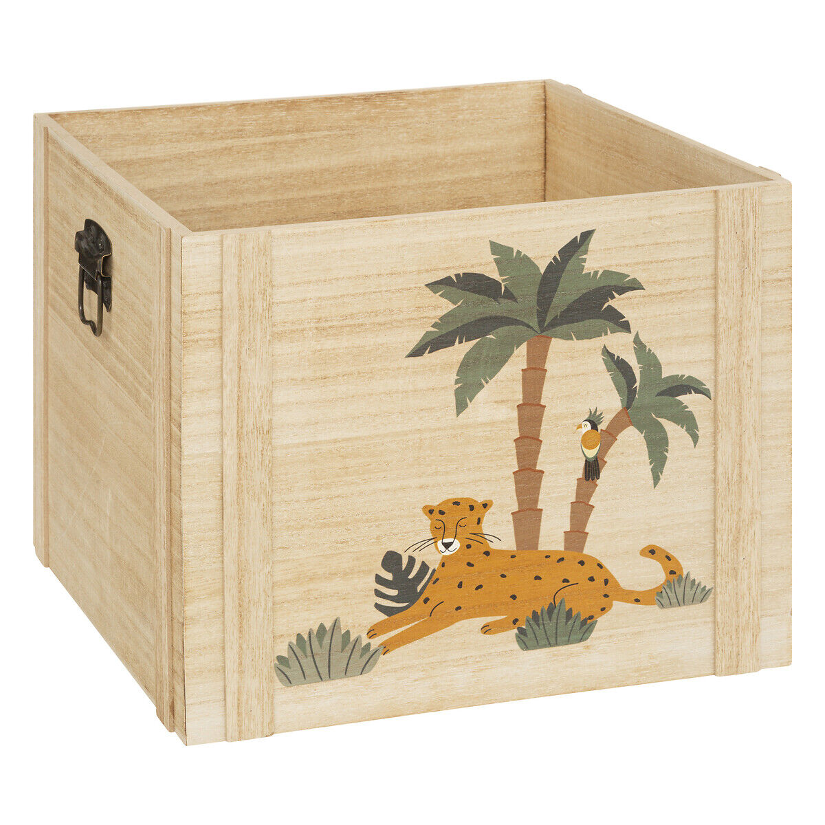 Caixa de arrumação JUNGLE bege em mdf 34x34cm