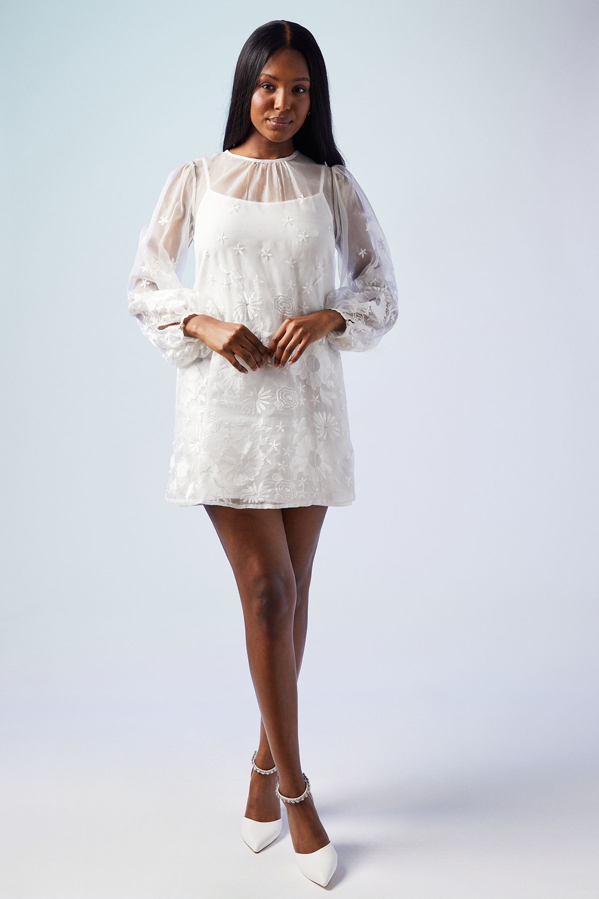 Coast Embroidered Organza Mini Wedding Dress