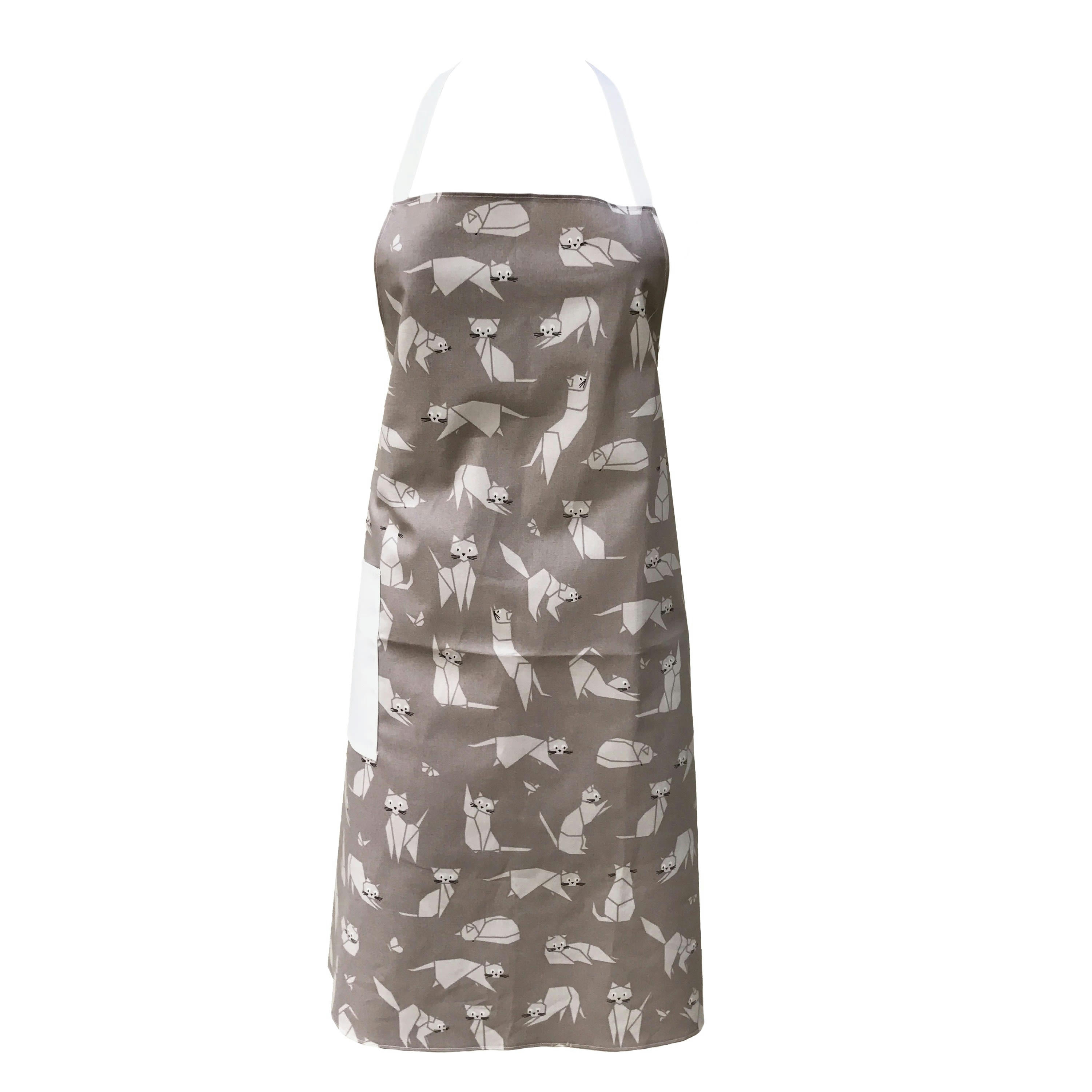 CHAT - Tablier enduit Chats taupe