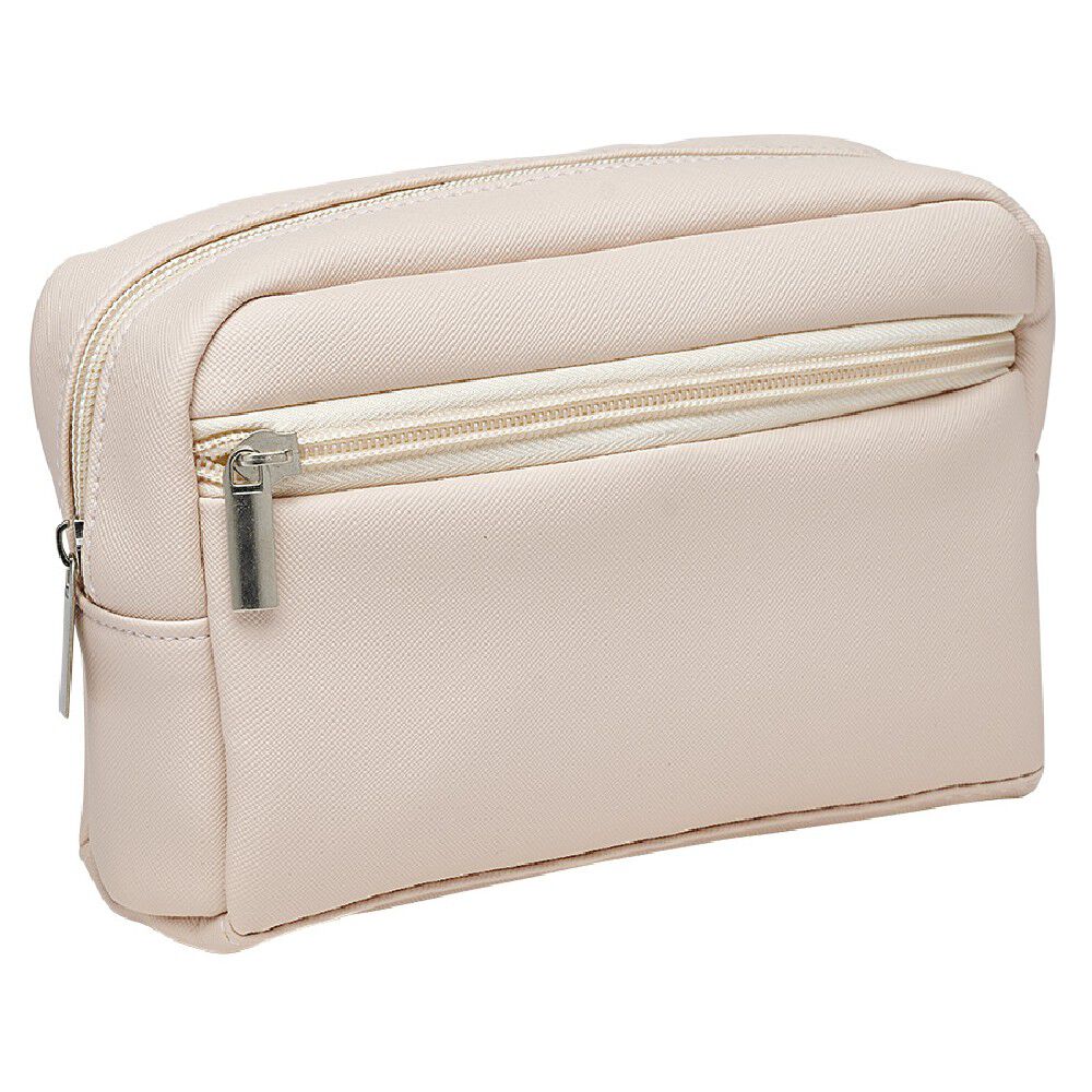 Trousse de toilette simili 20x13xH8cm (2 modèles rose ou argentée)