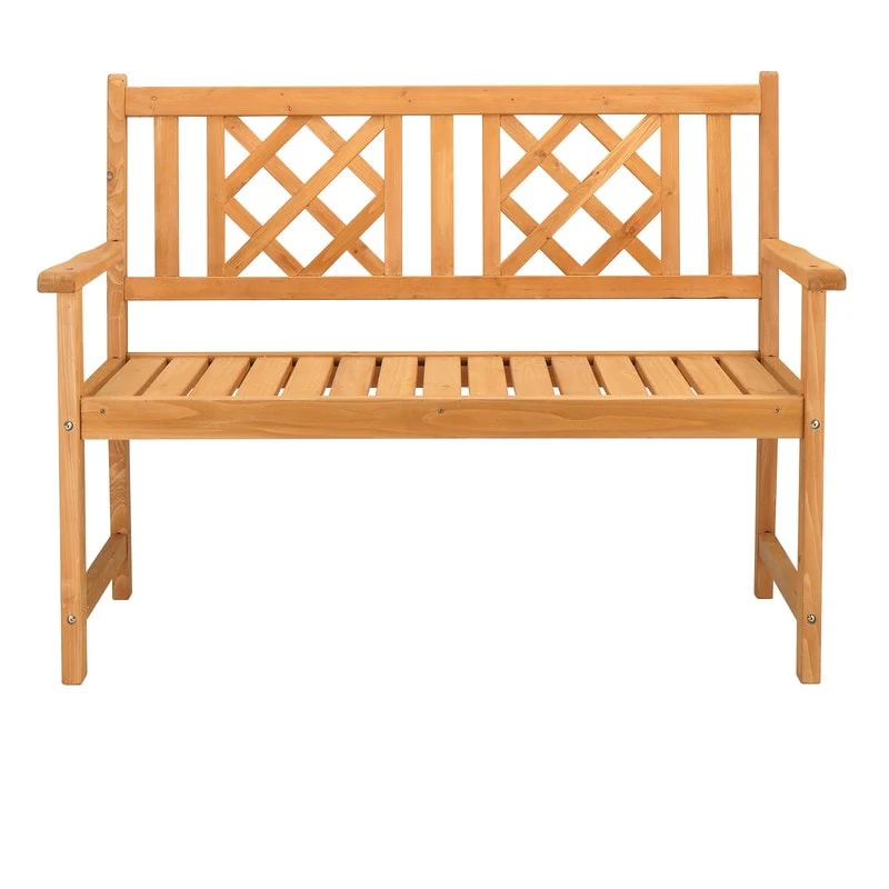 46.5'' W × 35.5'' H Outdoor Garden Fir Grid Back Wooden Bench - N/A