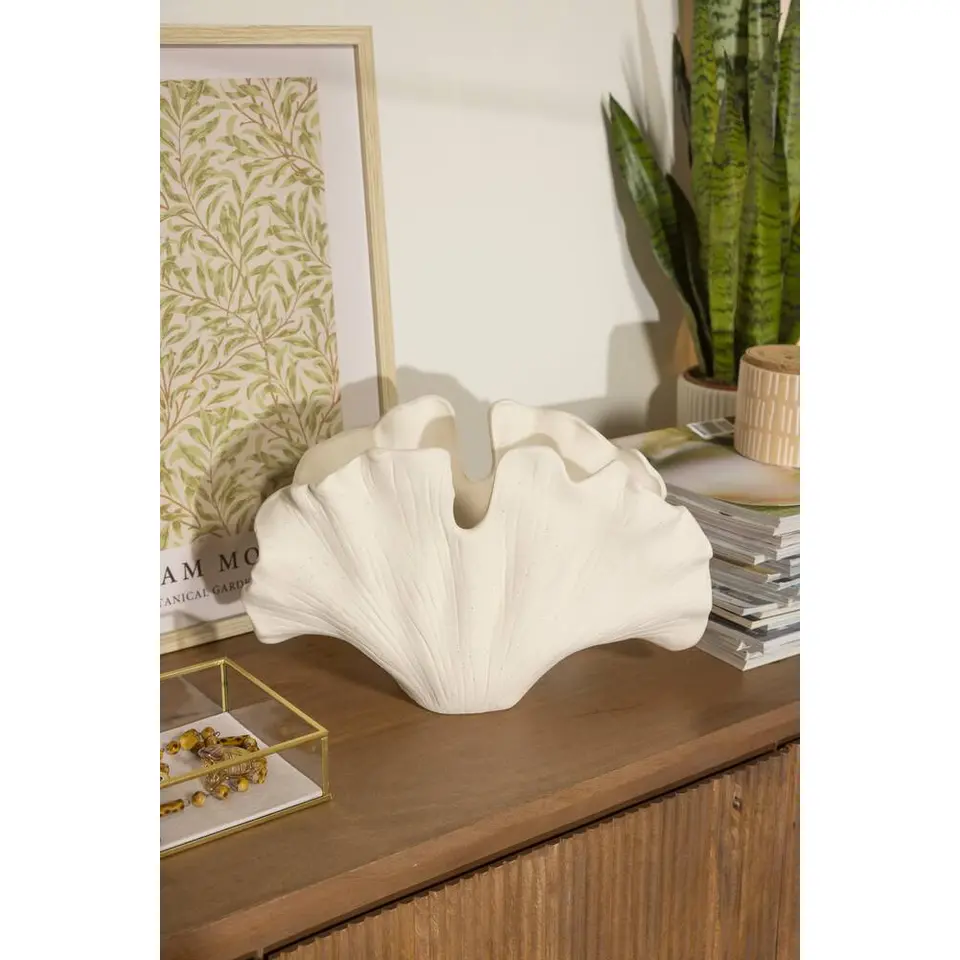 Deco object Ginko - off-white - 17x36x21,5 cm